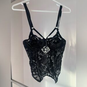 Black Lace Underwire Bustier Corset Top - Women Intimates & Sleepwear